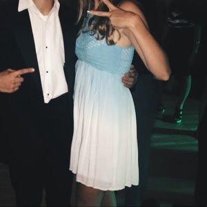 Blue and white dress